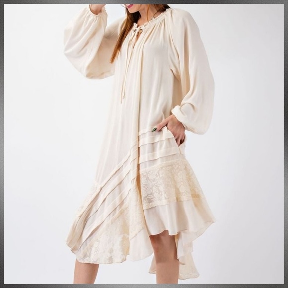 easel Dresses Easel Once In A While Lace Trimmed Flowy Asymmetrical